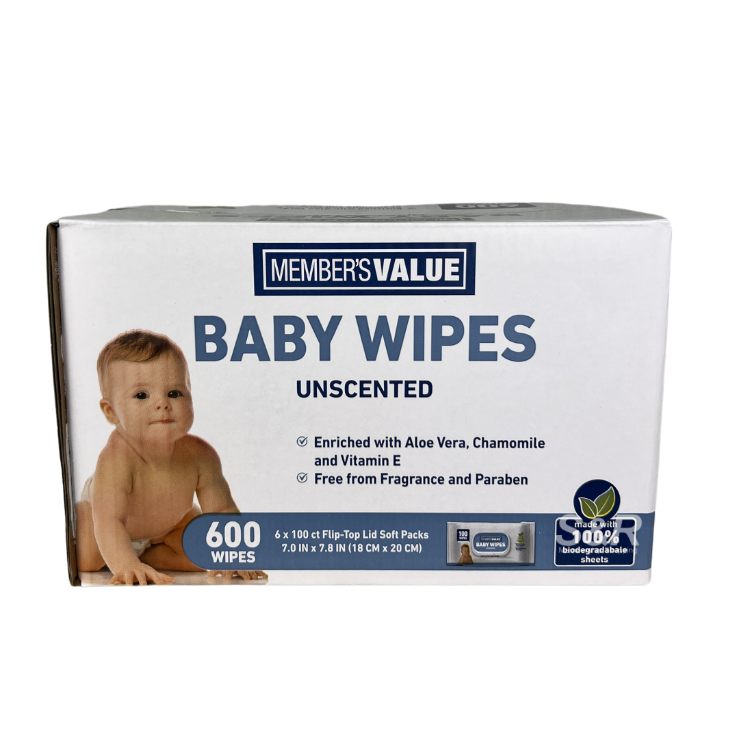 Member's Value Baby Wipes Unscented 100 Wipes x 6packs